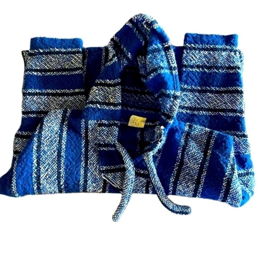 Blue Striped Baja Old School Surf Hoodie Size S